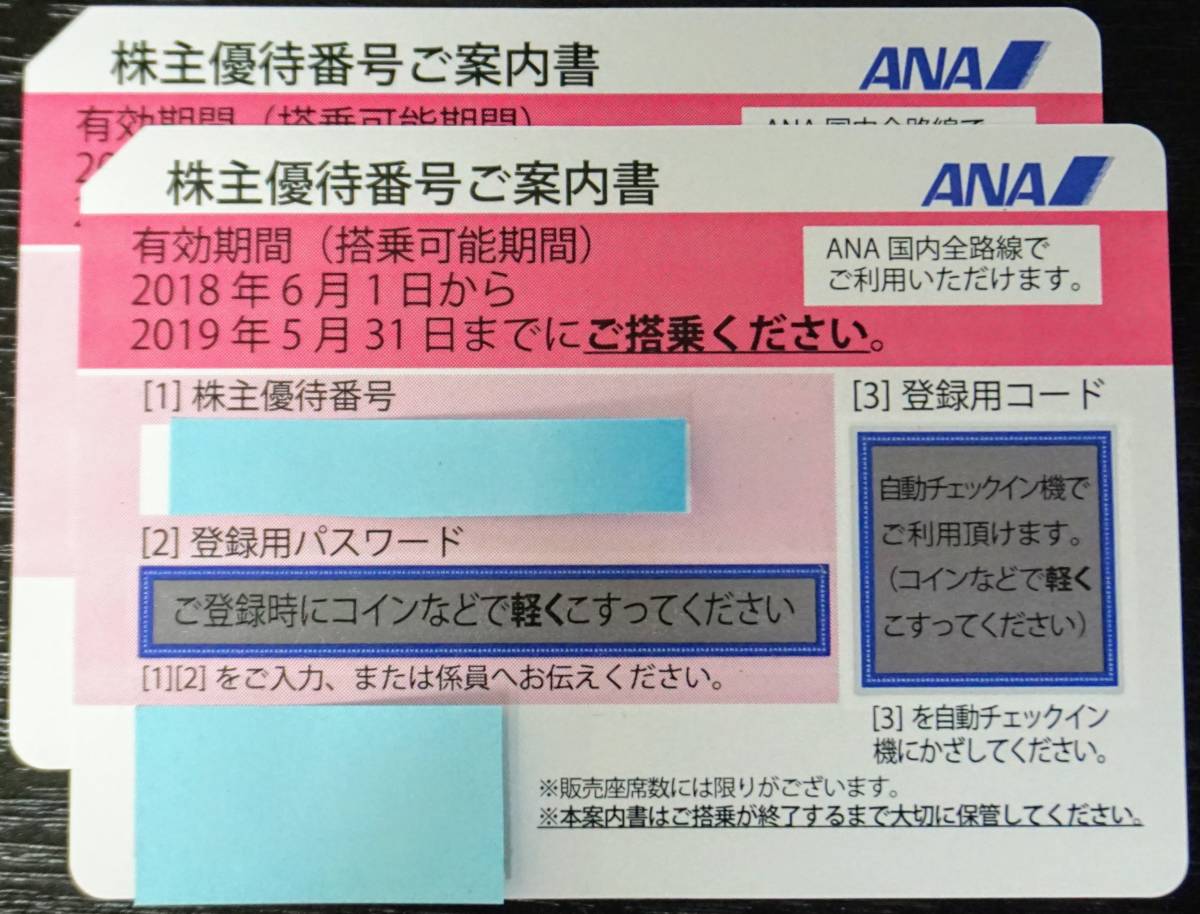 ANA 株主優待券 2枚 (有効期限:2019/5/31)