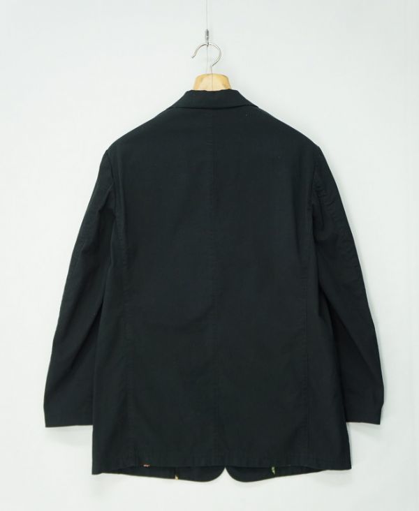 J3607*春夏用*Papas/パパス*ストレッチ*金属ボタン*テーラードジャケット/2Bジャケット/ブレザー*ブラック/黒*48/M