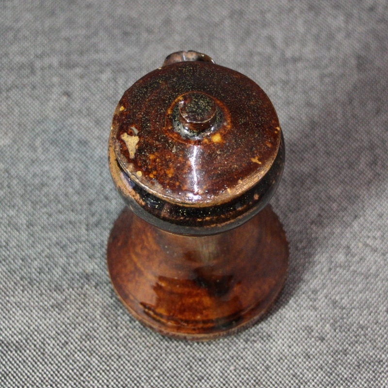 NO596 さつま飴釉灯器 江戸 灯火器 灯火具 時代物 NO596 さつま飴釉灯