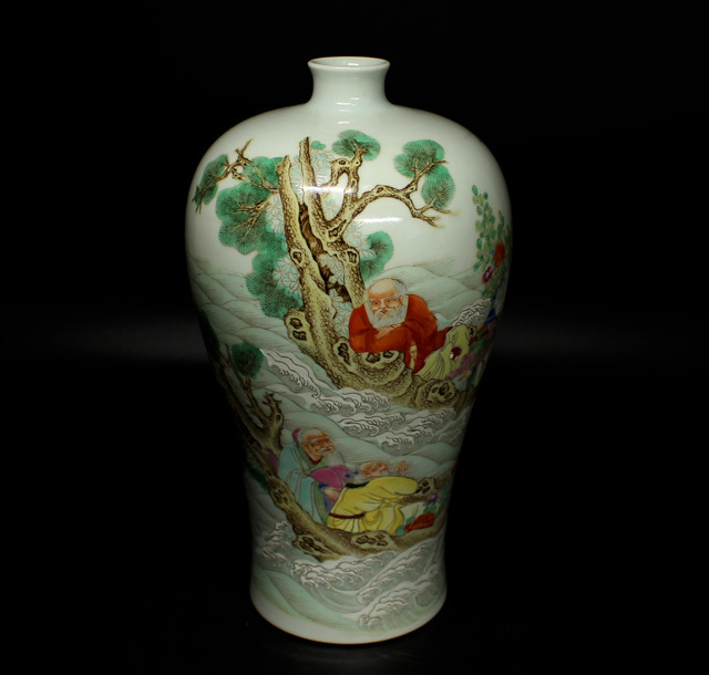 【本物保証，低価】 年代保証 清代粉彩仙人文梅瓶 大清雍正年製銘 中国古玩古美術伝来品(清)｜売買されたオークション情報、yahooの商品情報をアーカイブ公開 - オークファン 清