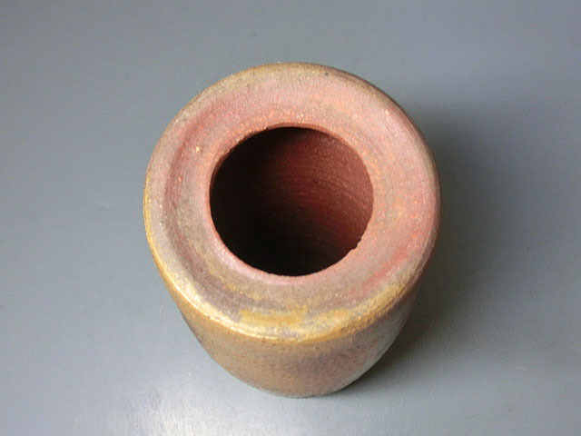 藤原建 作 備前焼 筒花入（共箱）茶道具／陶芸家／陶器 | 共箱