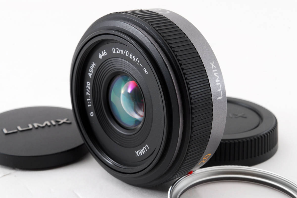 極上美品 LUMIX H-H020 20mmF1.7ASPH 純正レンズフィルター付 家電、AV
