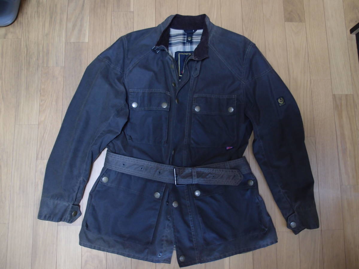 Belstaff イタリア製 コーティングコットンジャケット レザー調 ベルスタッフ ワックスコットンジャケット 定価8万円 イタリア製 ベル