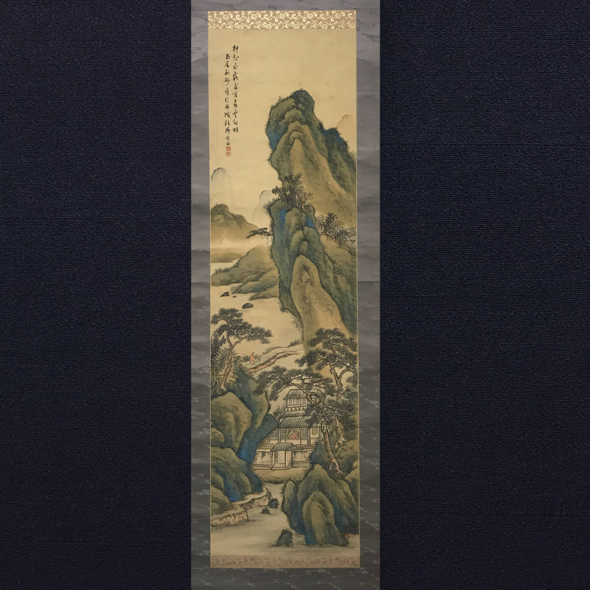 最安値，大人気】 【芸】井本竹雨（渓山尋友図）南画 中国画 山水画賛 古