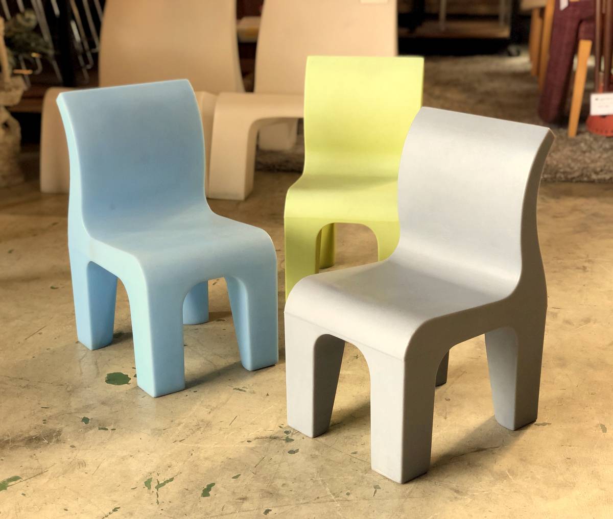 《キッズチェア》Richard Hutten/リチャード・ハッテン◆BRONTO CHILDREN CHAIR 3脚セット ライトブルー ライム グレー ドローグデザイン
