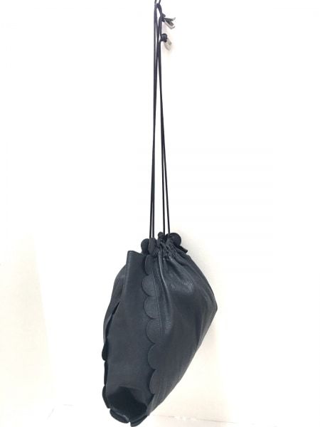 ラドロー LUDLOW ショルダーバッグ レザー ネイビー 巾着型/スカラップ 