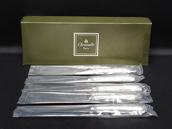 美品 クリストフル デザートナイフ 5本セット マルリー SV 箱付き Christofle