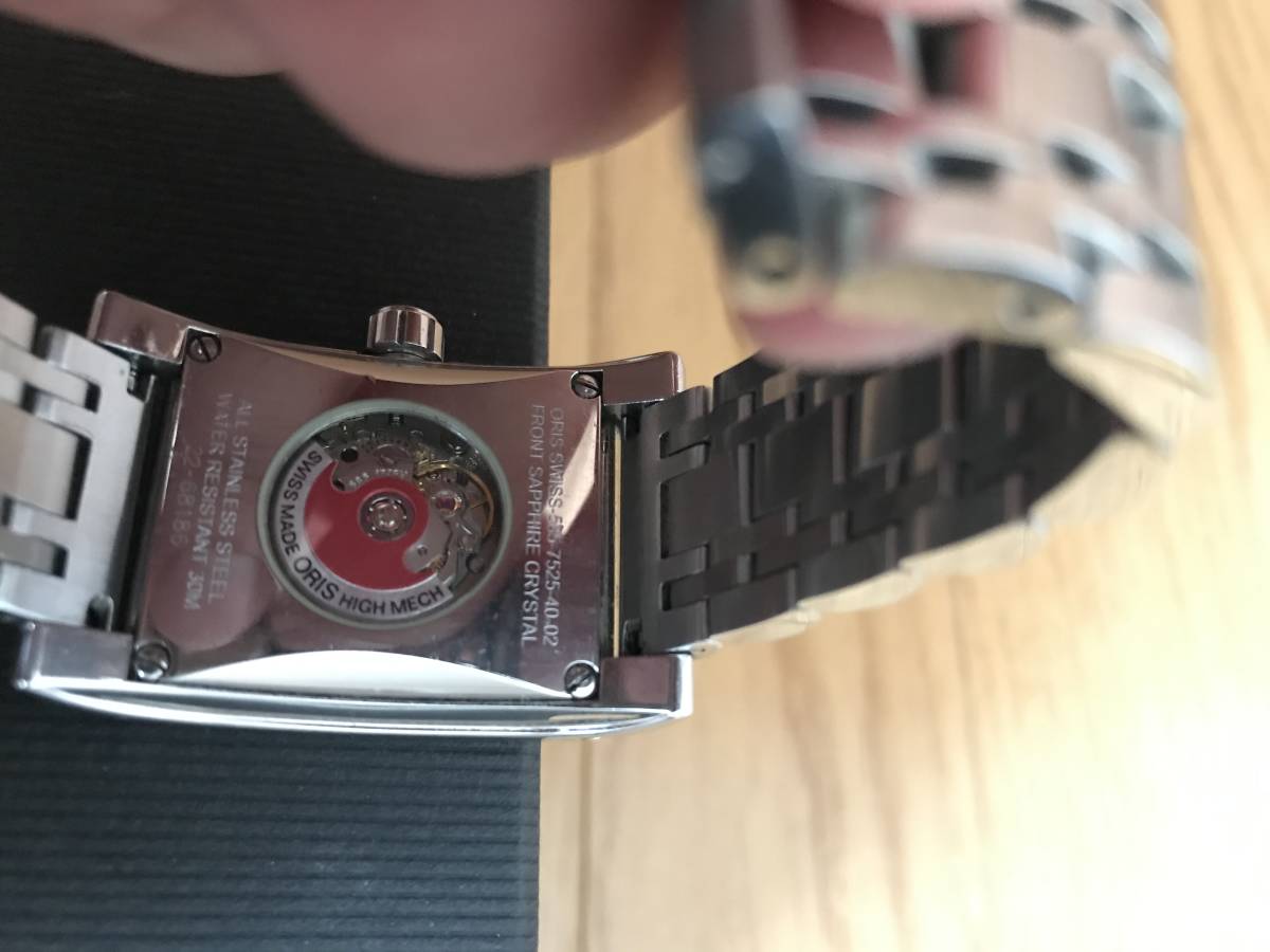 オリス レクタンギュラー 自動巻き ORIS 裏スケ 動品 箱付き 送料無料 1円スタート