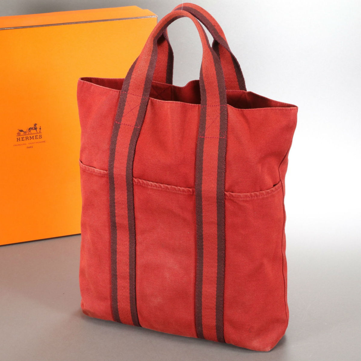 エルメス フールトゥ 1円 HERMES キャンバス カバス トートバッグ 