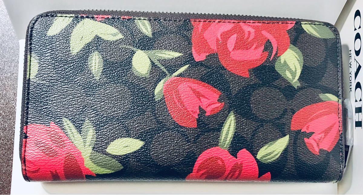 ★COACH 長財布 新品正規品★花柄 おしゃれ 上品 シグネチャー柄 人気 レディース 財布 コーチ 本物【YKK製】ラウンドファスナー 翌日発送