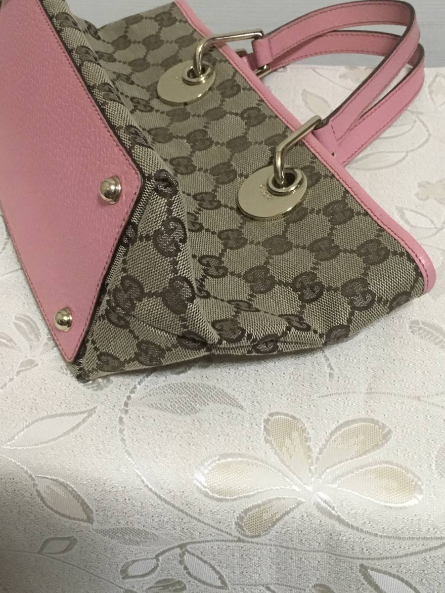 正規品: 美品 GUCCIトートバッグ ベージュXピンク グッチ GUCCI