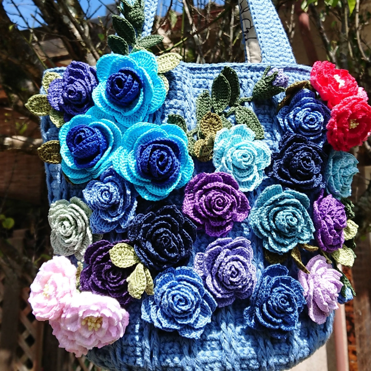 編み屋＊しゅしゅ♪大人カッコいい☆牡丹と薔薇☆百花繚蘭☆手編み  