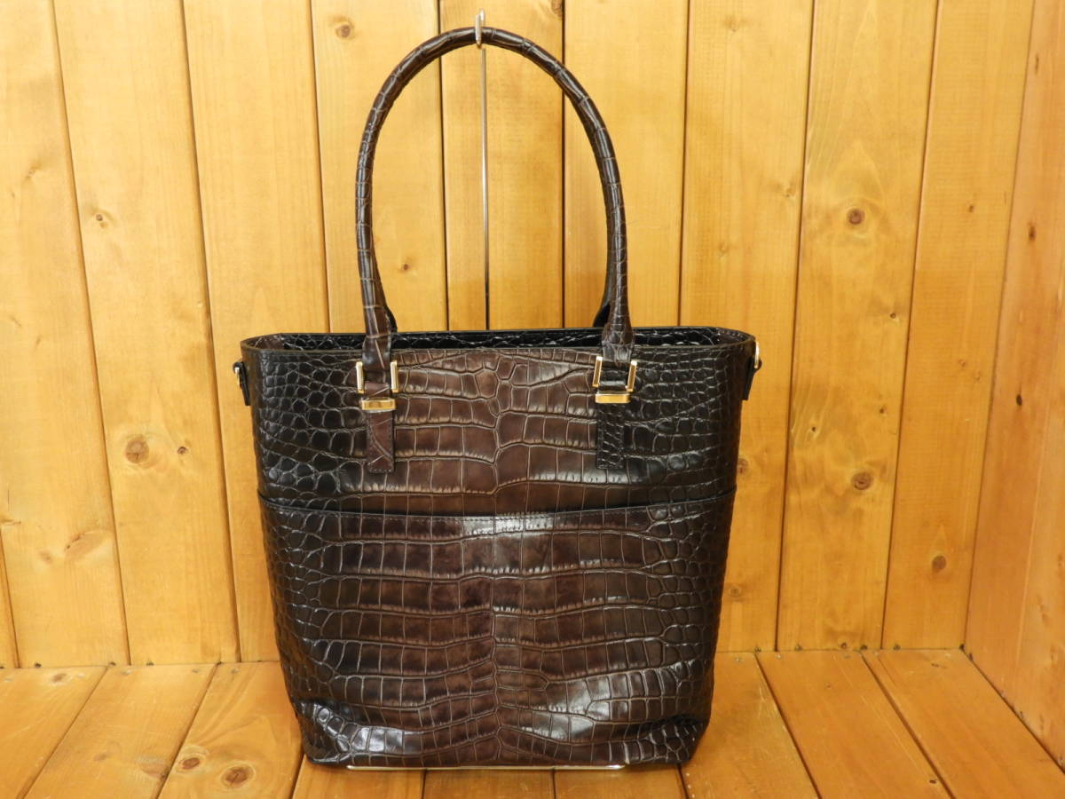 147M177] LEATHER JEWELS レザー ジュエルズ クロコ型押し 2WAYバッグ 