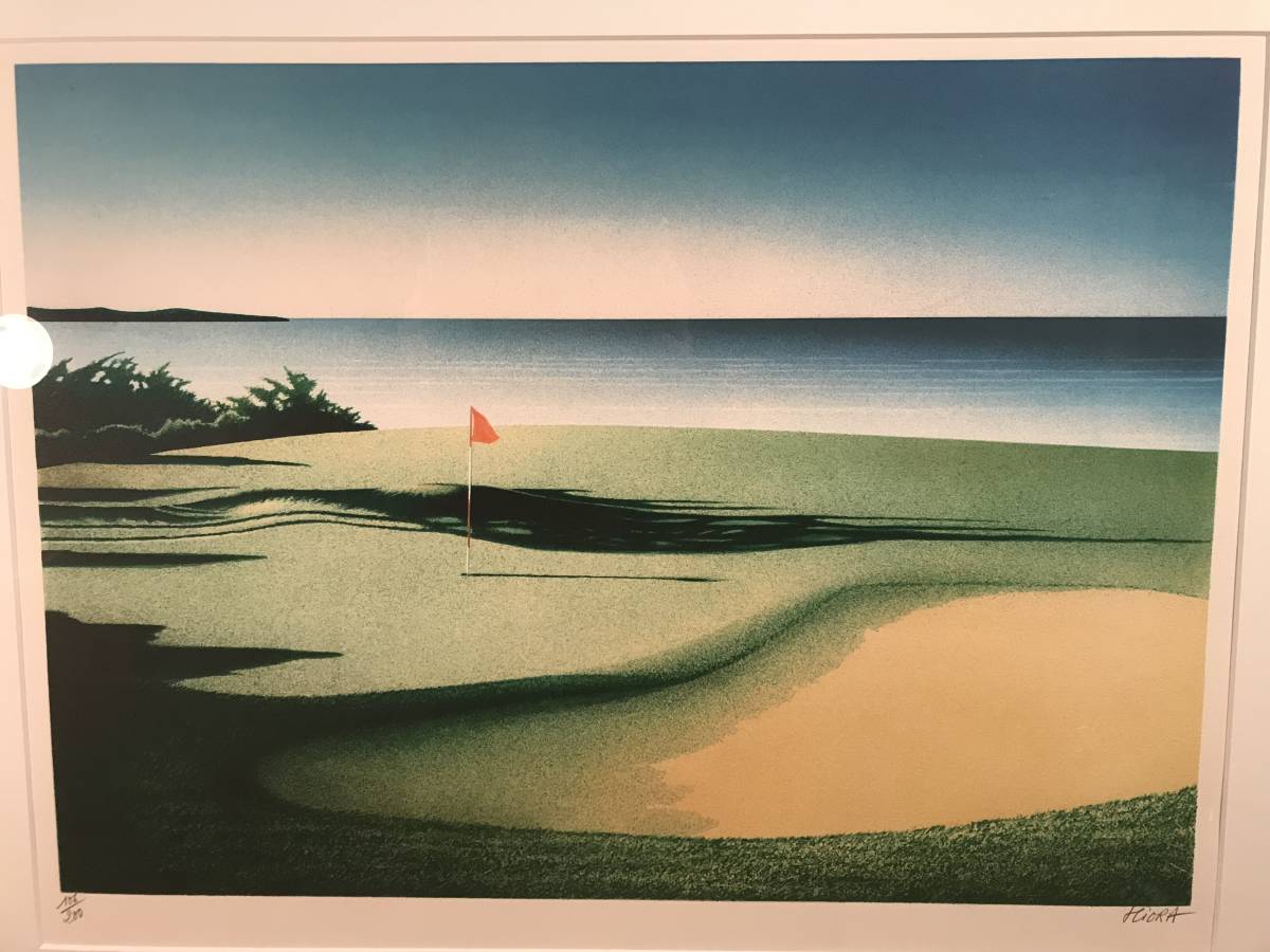 ダニエル・スキオラ リトグラフ 真作 『ゴルフ場の黄色い旗』 絵画