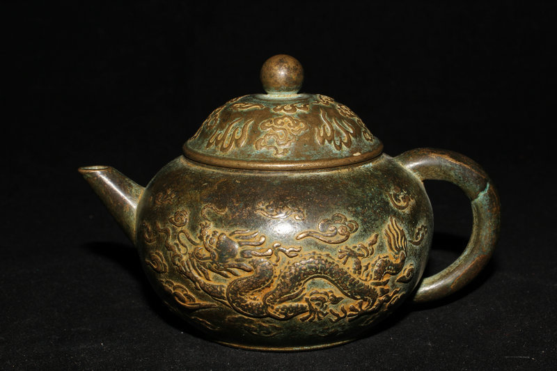 煎茶道具 茶道具 急須 茶壺 茶器 銅製 鉄瓶 旧蔵 銀壺 塗銀 古銅彫