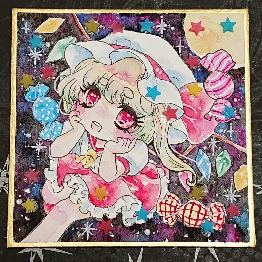同人手描きイラスト ミニ色紙 東方Project フランドール・スカーレット