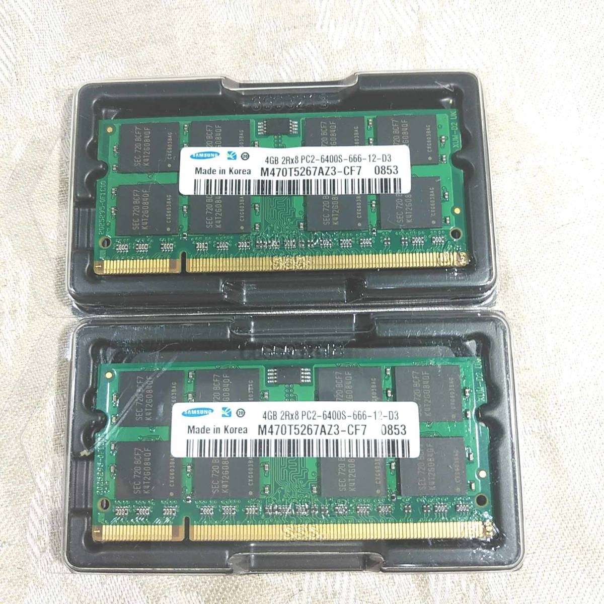 新品 SAMSUMG ノートPC用メモリ サムスン PC2-6400S DDR2 800MHz 4GB×2