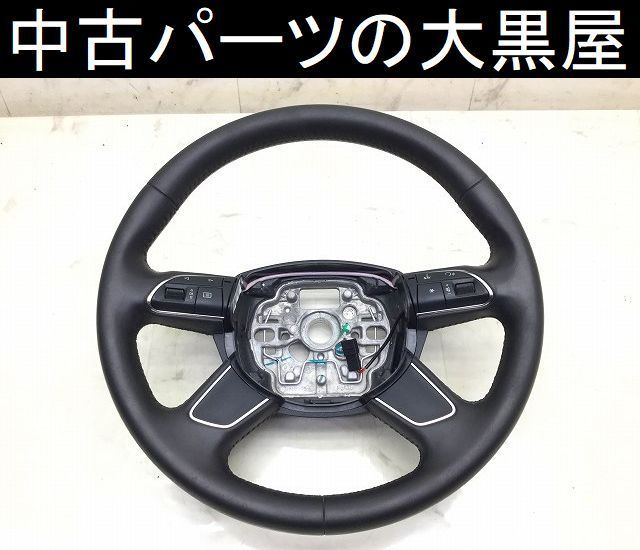 【HOT，定番】 AU047 4G A6 2.8 FSI クワトロ 本革 ステアリング ハンドル スイッチ 付 黒革/ブラック ややスレ有り(ステアリング、ハンドル本体)｜売買されたオークション情報、yahooの商品情報をアーカイブ公 アウディ用
