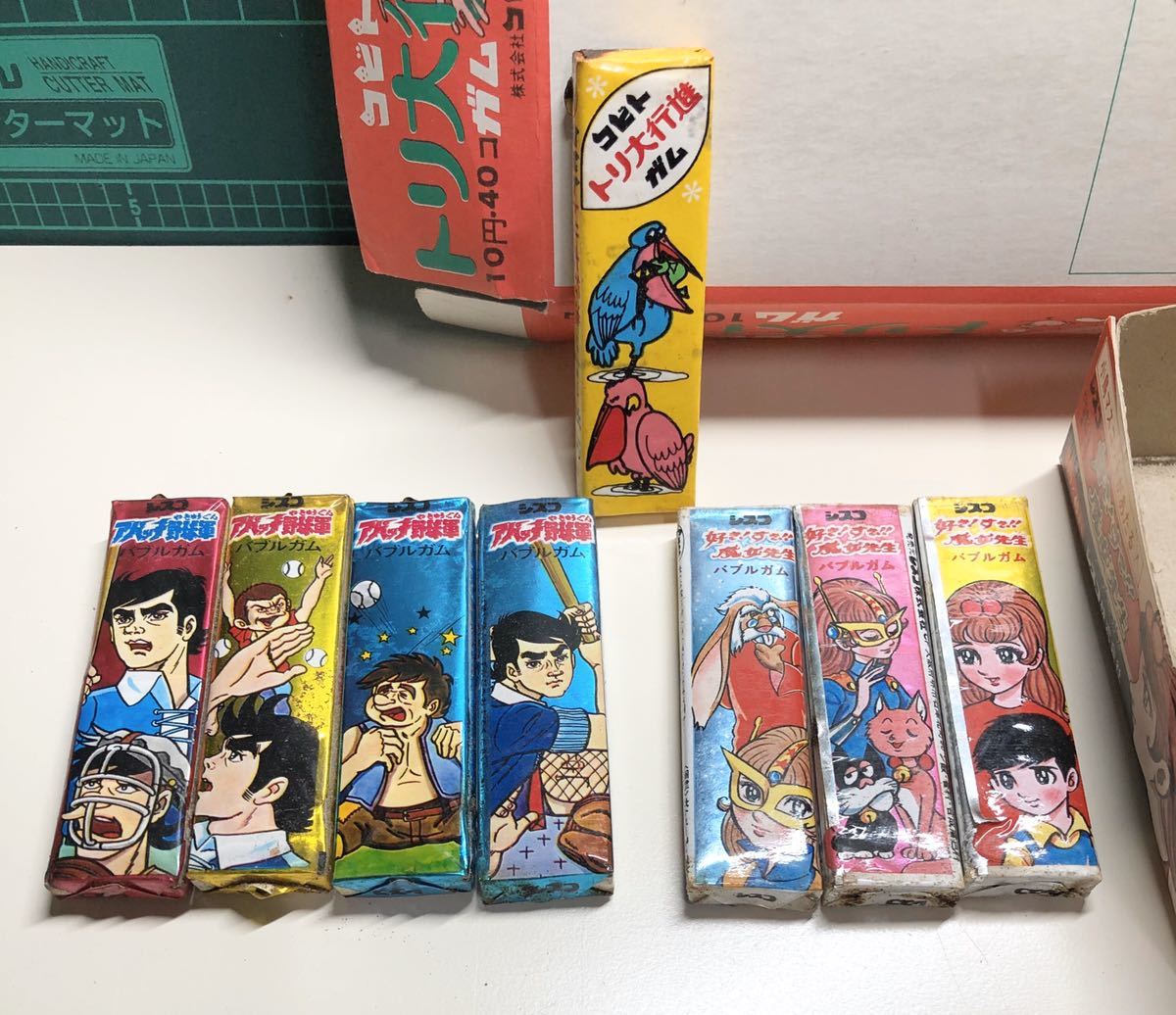 シスコのバブルガム・好き！好き！魔女先生・アパッチ野球軍・コビトトリ大行進ガム・箱つき未開封当時物・レトロ
