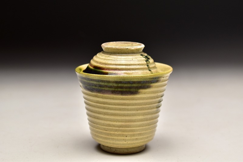 北大路魯山人作 織部茶入 共箱 茶道具 SX438 NT3