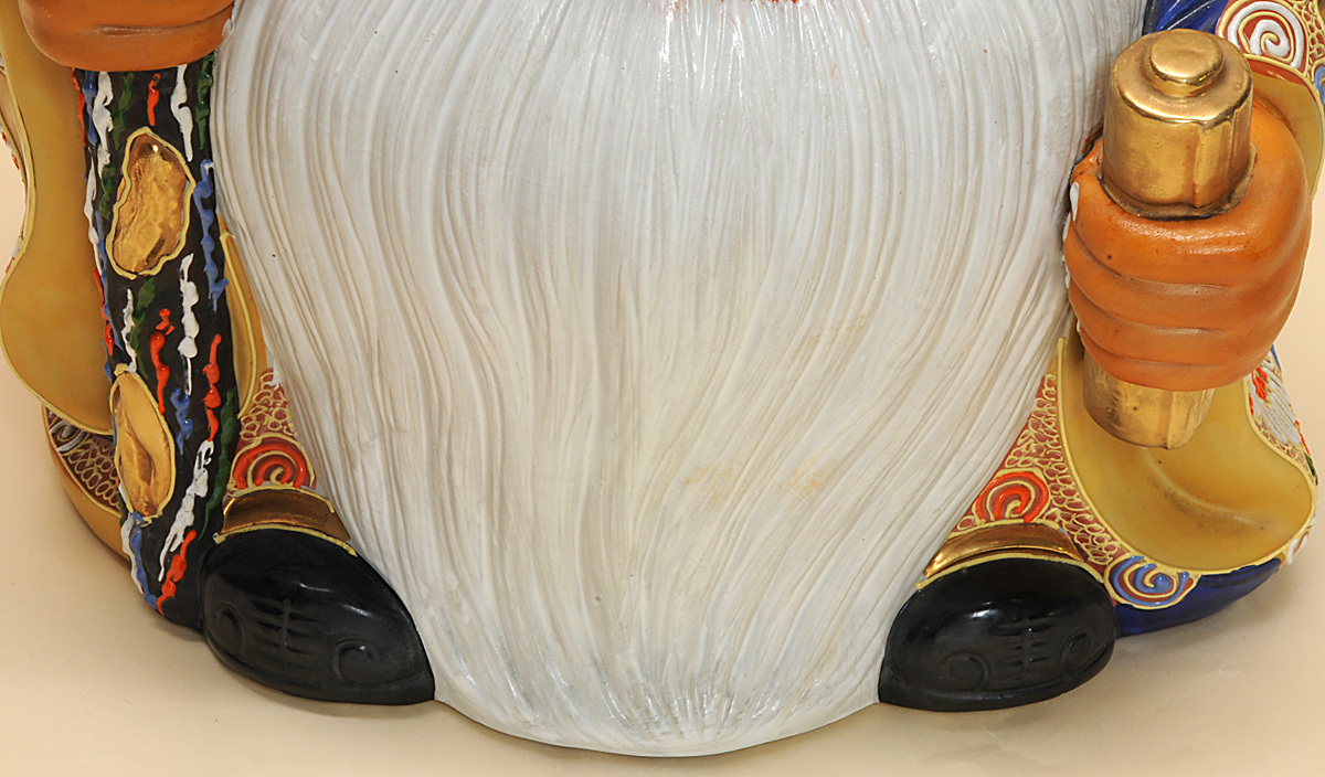 九谷焼 八幡窯 福禄寿 寿老人 金彩極彩色 【m442】 古い 置物 縁起物