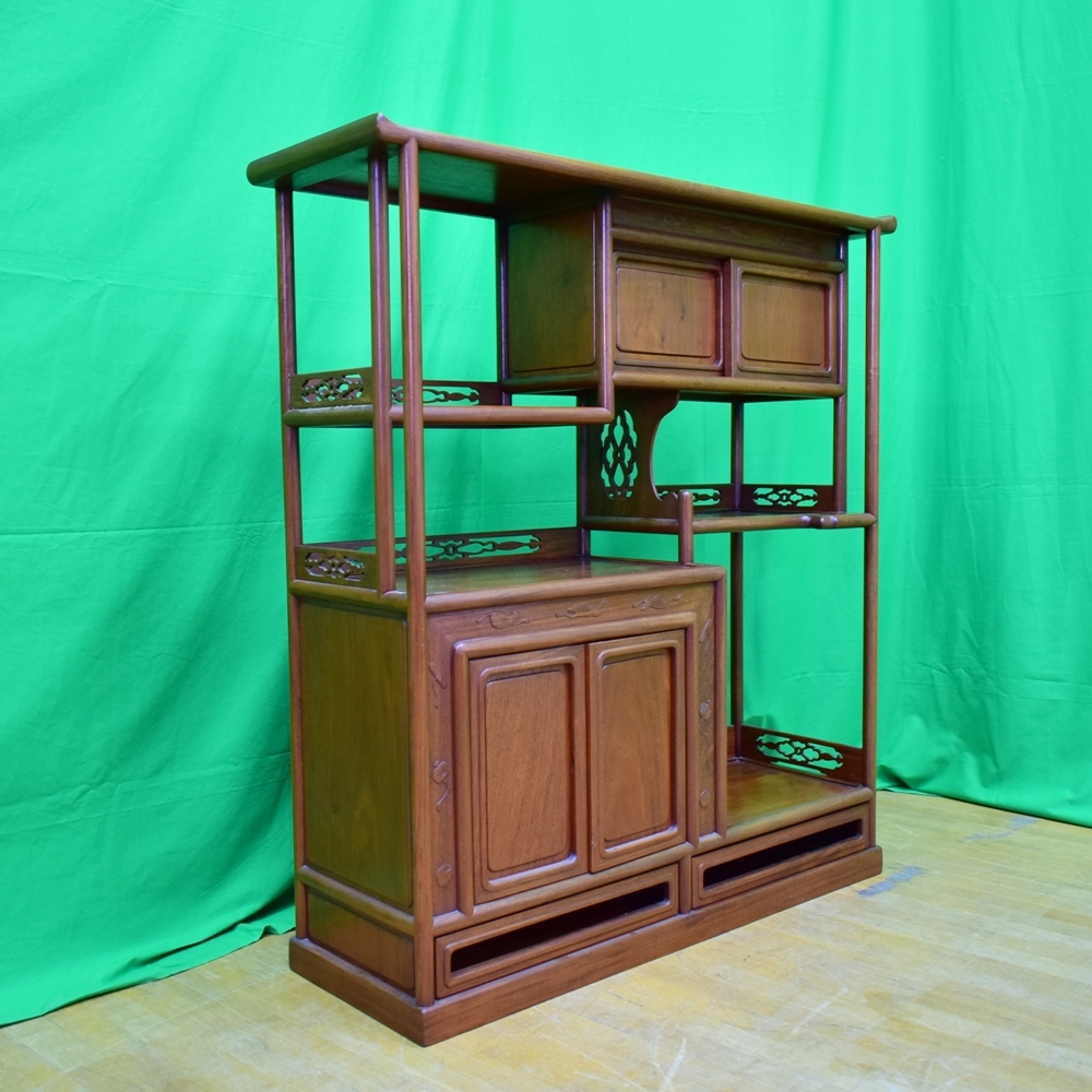 ☆唐木家具☆花梨☆飾り棚 茶棚 飾棚 3.3尺棚 飾り棚: 花梨 ⁄