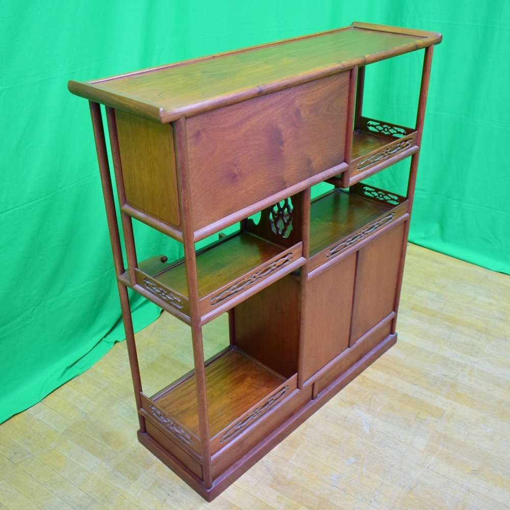 ☆唐木家具☆花梨☆飾り棚 茶棚 飾棚 3.3尺棚 飾り棚: 花梨 ⁄
