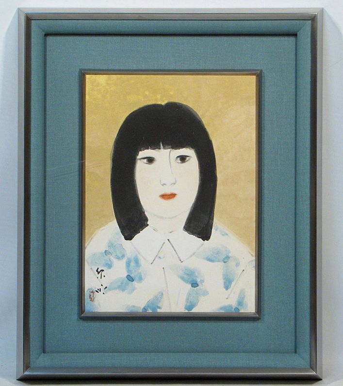 人物画 額装品 女性像 アート インテリア 寺島紫明 瓢真作 | 額装(人物 兵庫県 鏑木清方に学ぶ 「女性像」 婦人
