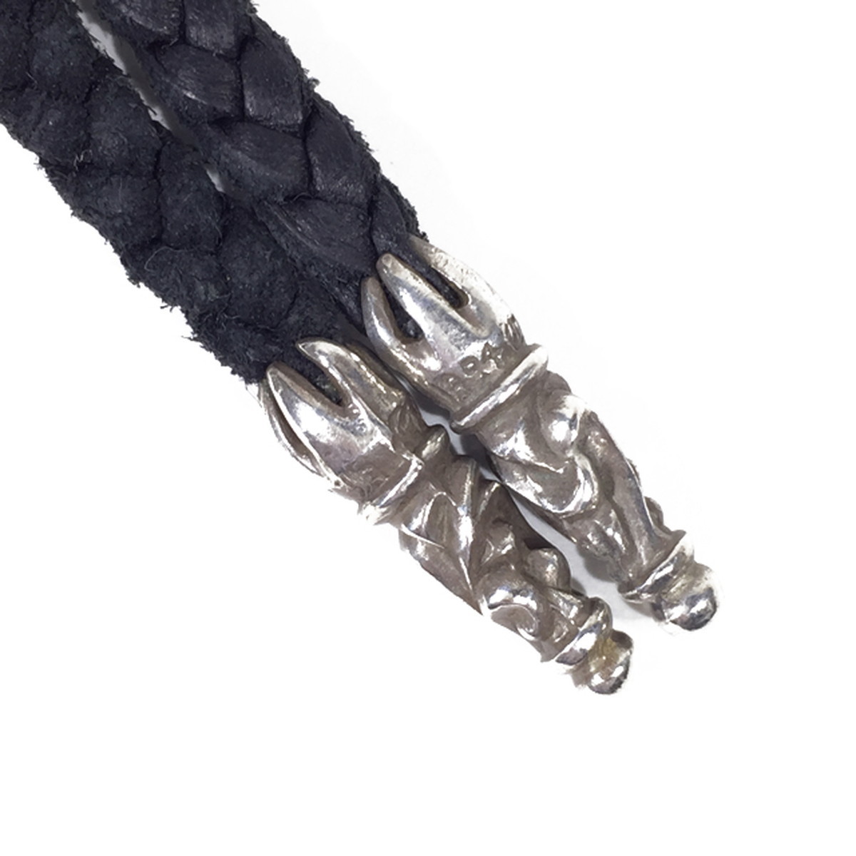 CHROME HEARTS クロムハーツ ネックレス レザーブレイド スクロールチップ LEATHER BRAID SCROLL TIPS 約 ...