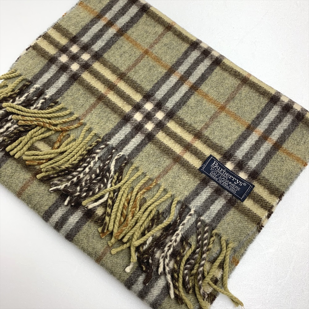 カシミア100％ バーバリー マフラー BURBERRY グリーン系 ノバチェック