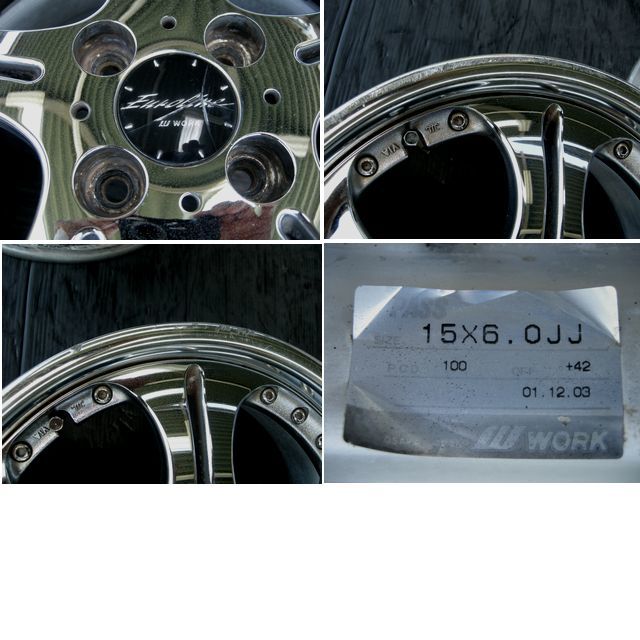 即決あり】WORK ユーロライン メッキ15x6.0j 100-4H +42 4本セット