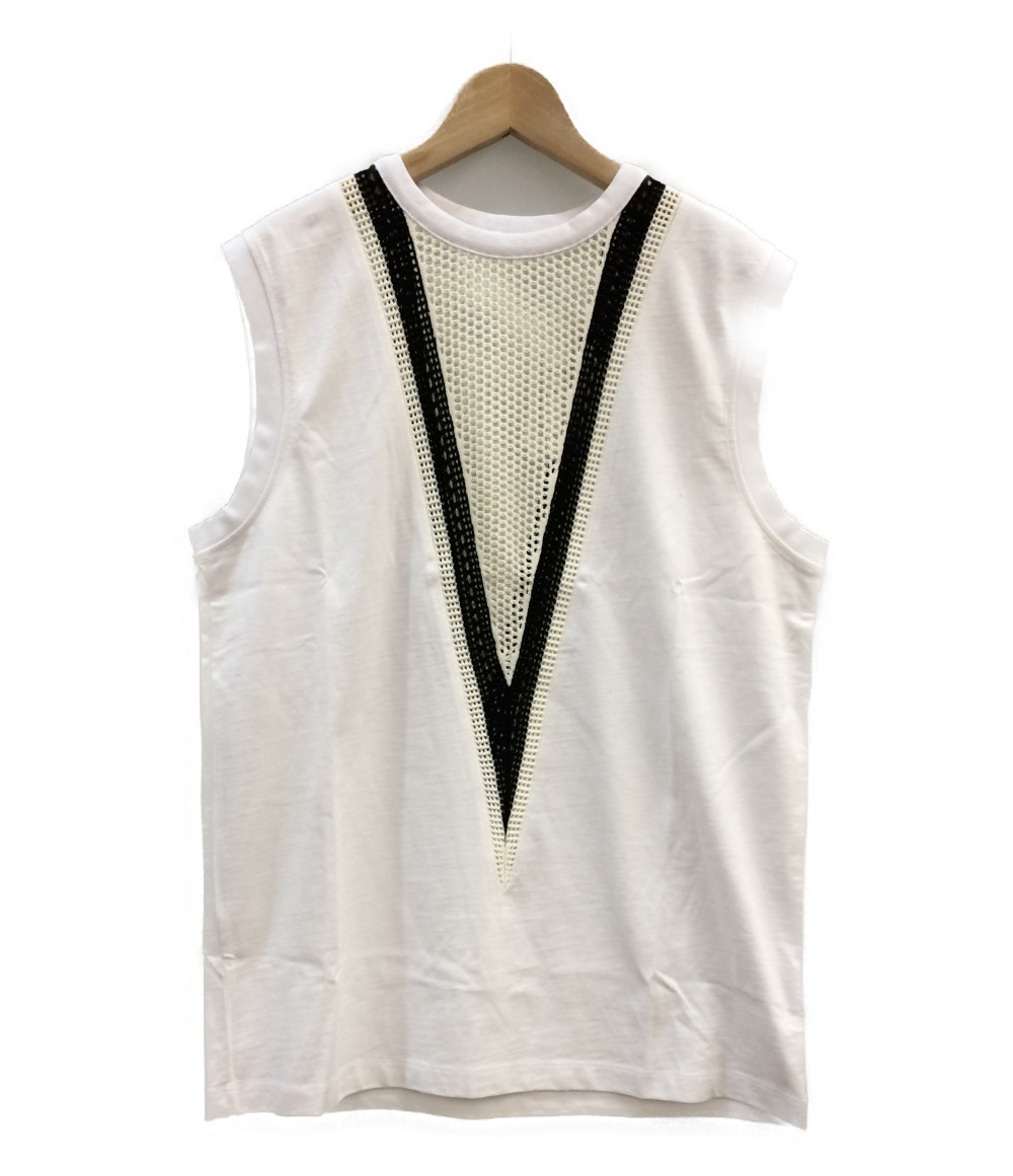 美品 ヘルムートラング メッシュ切替ノースリーブカットソー レディース SIZE S (S) HELMUT LANG
