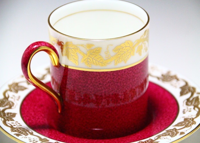 最高傑作 wedgwood ウェッジウッド 1900年中期 深紅 パウダー リーフ