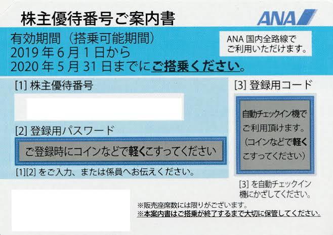 ANA 全日空 株主優待券 有効期間2020年6月1日から2021年