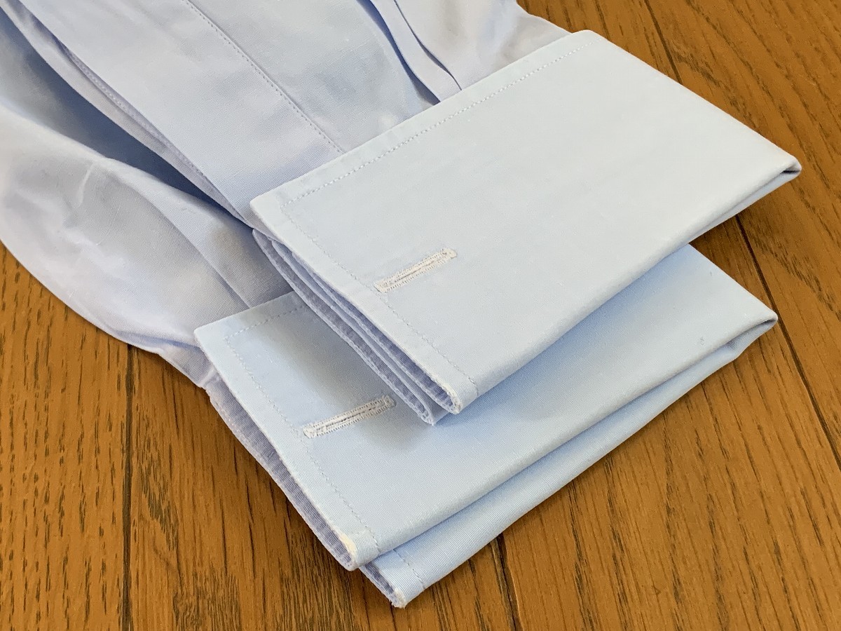 Charvet シャルベ タブカラー ダブルカフス シャツ サックスブルー 39