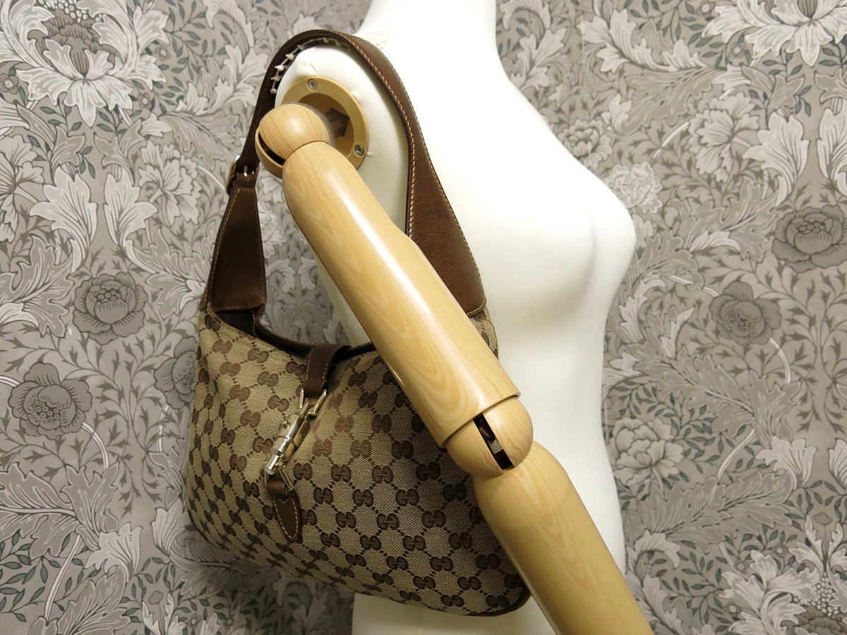 □美品□GUCCI グッチ□ニュー ジャッキー□GG キャンバス レザー 本革