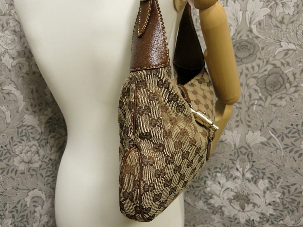 □美品□GUCCI グッチ□ニュー ジャッキー□GG キャンバス レザー 本革□