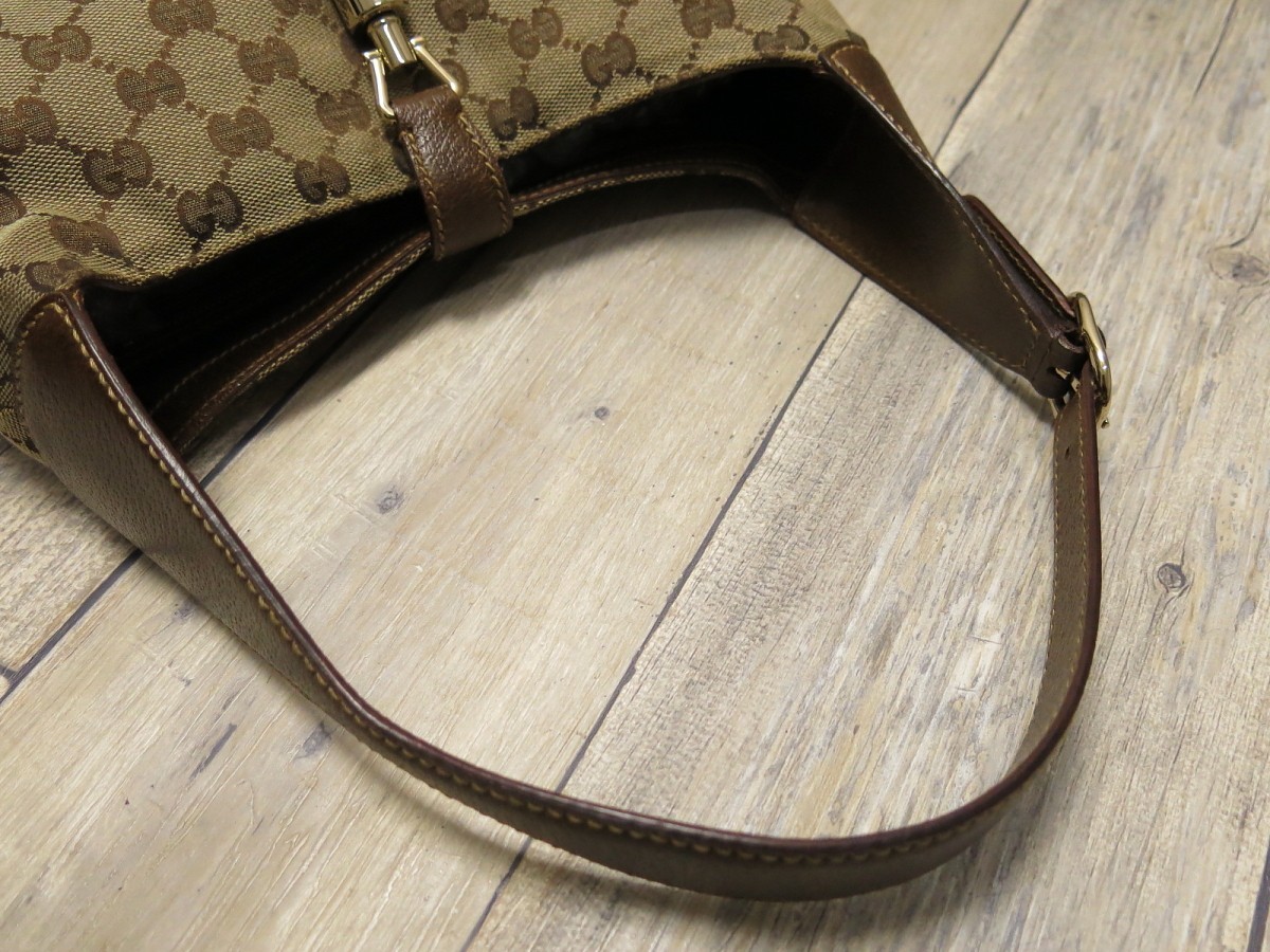 □美品□GUCCI グッチ□ニュー ジャッキー□GG キャンバス レザー 本革