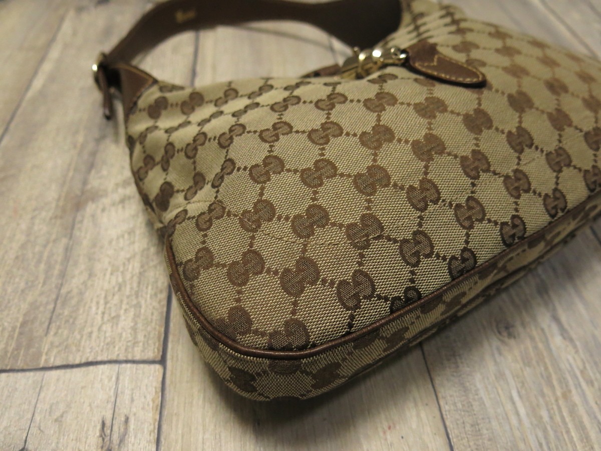 □美品□GUCCI グッチ□ニュー ジャッキー□GG キャンバス レザー 本革