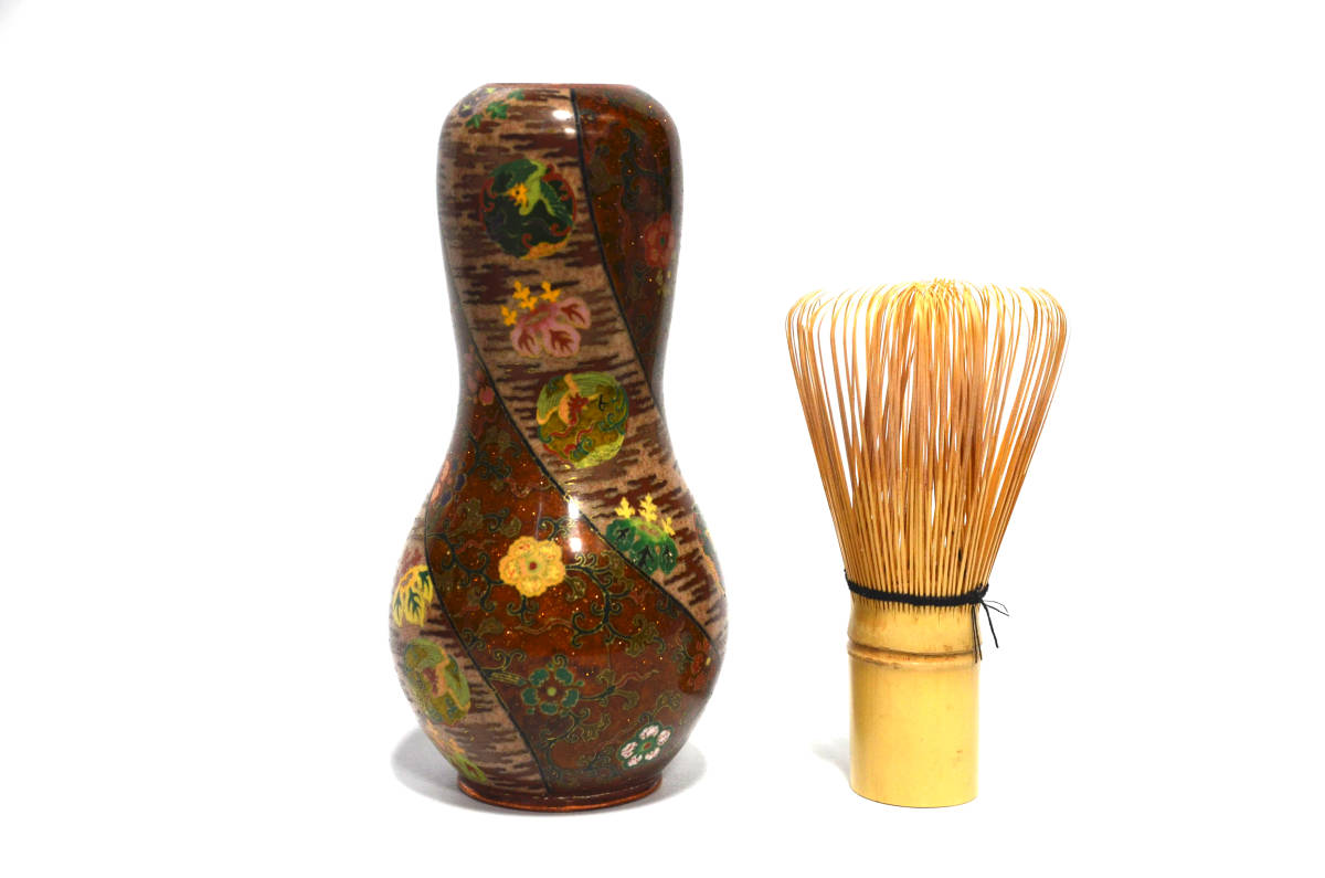 明治期 七宝 推定 本多興三郎 花に鳳凰図 花瓶 真生堂（検）蒔絵 金工