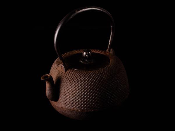 鉄瓶 煎茶道具 茶道具 0 -鉄瓶 古道具 堤手銀象嵌 風景 H13872亀文堂