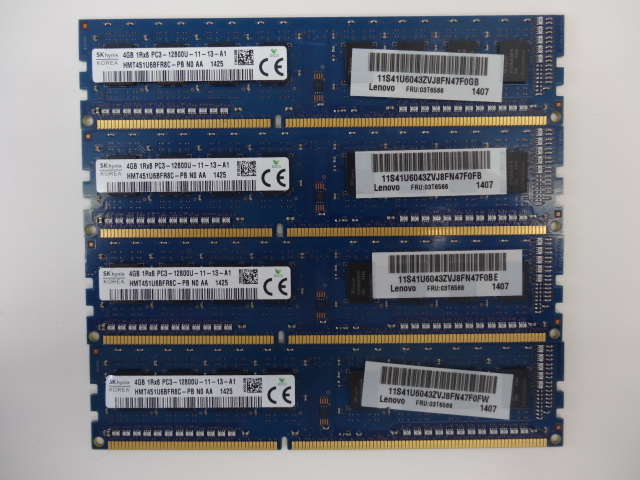 ☆SK hynix PC3-12800U 4GB×4枚(16GB) BIOS確認済☆② SK hynix