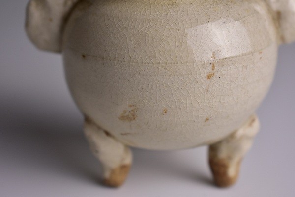 道XF1398】江戸時代瀬戸灰釉耳付三足香炉 古い茶道具