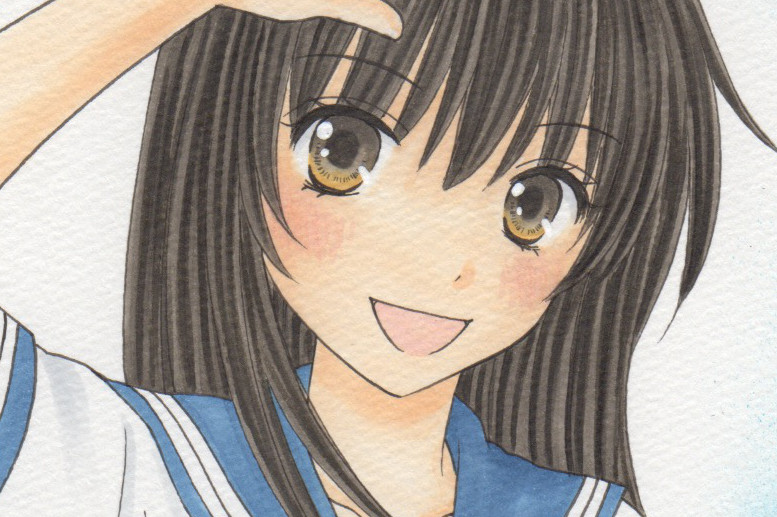 手描きイラスト オリジナル B5 制服 セーラー服 女の子 女子 半袖