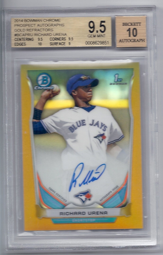 【人気，高品質】 2014 Bowman Chrome Richard Urena Auto Gold Refractor /50 BGS9.5 Auto10(Bowman)｜売買されたオークション情報、yahooの商品情報をアーカイブ公開 - オークファン シングルカード