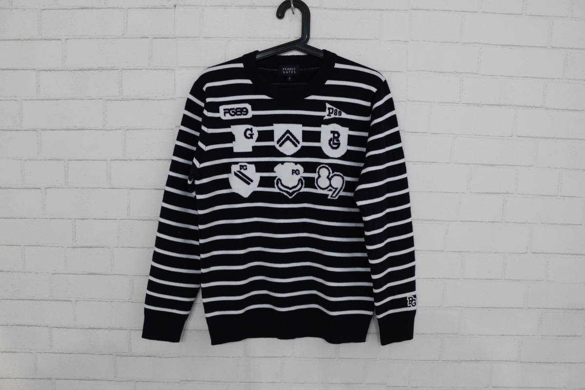 お買い得，お得 PEARLY GATES パーリーゲイツ 19AW 新作 エンブレムインターシャ クルーネックニット ボーダー セーター GOLF ゴルフ 正規品(セーター)｜売買されたオークション情報、yahooの商品情報をアーカイブ セーター