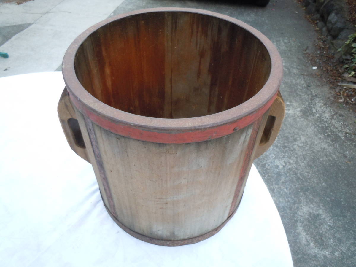 20JA22】中古 アンティーク/昭和レトロ 木桶 一斗升 樽 飼い葉桶 古民