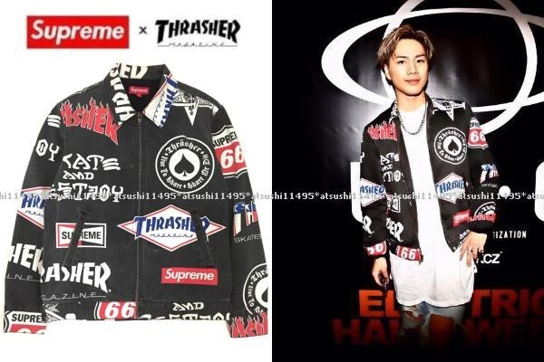 【得価，人気】 三代目 登坂さん着 15ss Supreme シュプリーム &times; THRASHER スラッシャー コラボ Work Jacket ワークジャケット S ブラック(ジャンパー、ブルゾン)｜売買されたオークション情報、yahooの商品情報を 男性用
