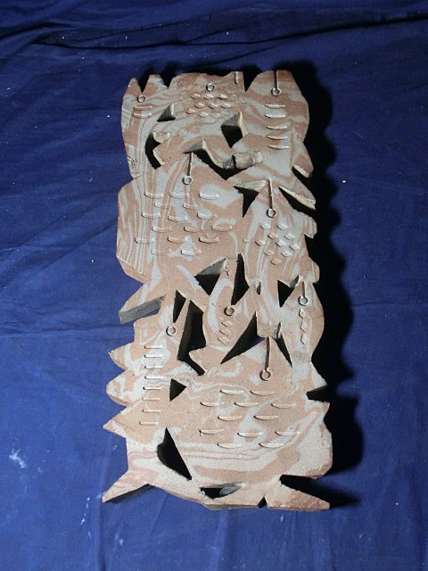 レビュー多数 河本五郎 作 練込群魚群 陶壁（共箱）茶道具／陶芸家