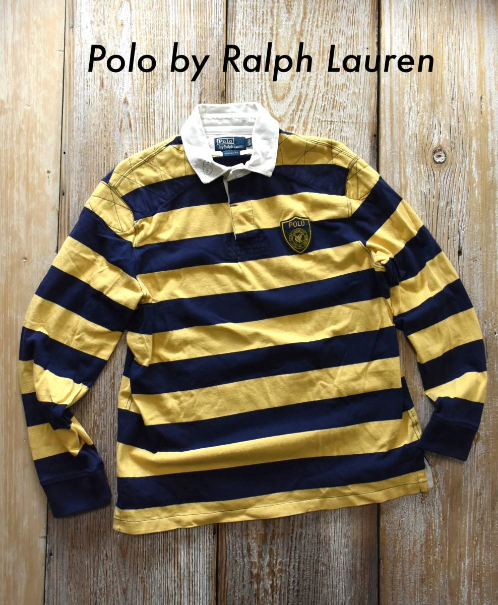 激安大特価，激安大特価，HOT Polo by Ralph Lauren ラガーシャツ ラグビー ボーダー 長袖 L コットン 正規品 ポロラルフローレン イエロー&times;ネイビー CUSTOM FIT(Lサイズ)｜売買されたオークション情報、yahooの商品情報をアー 男性用